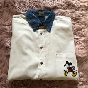 Disney Catalog  XL vintage Long Sleeve Denim Shirt Mickey Mouse Cotton